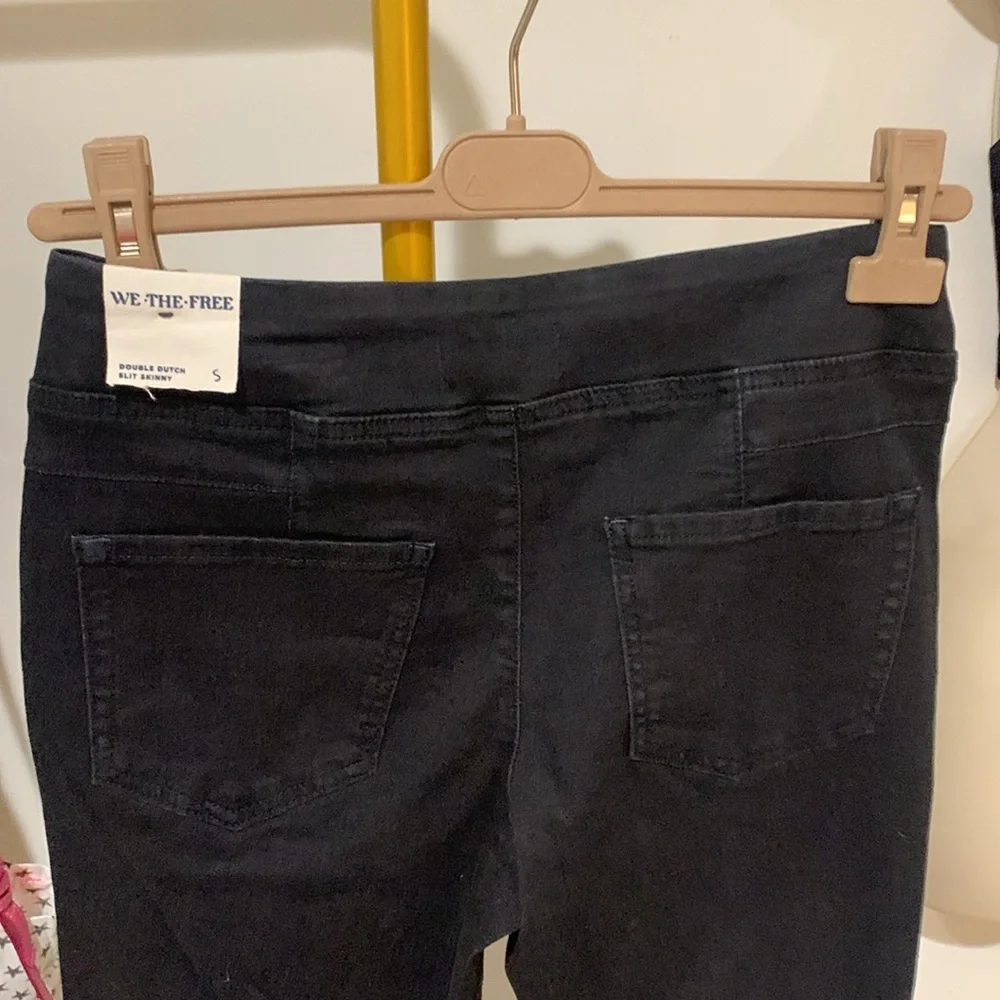 Free People Double Dutch Slit Skinny Mid-Rise Jean in Black Denim - Picture 9 of 14
